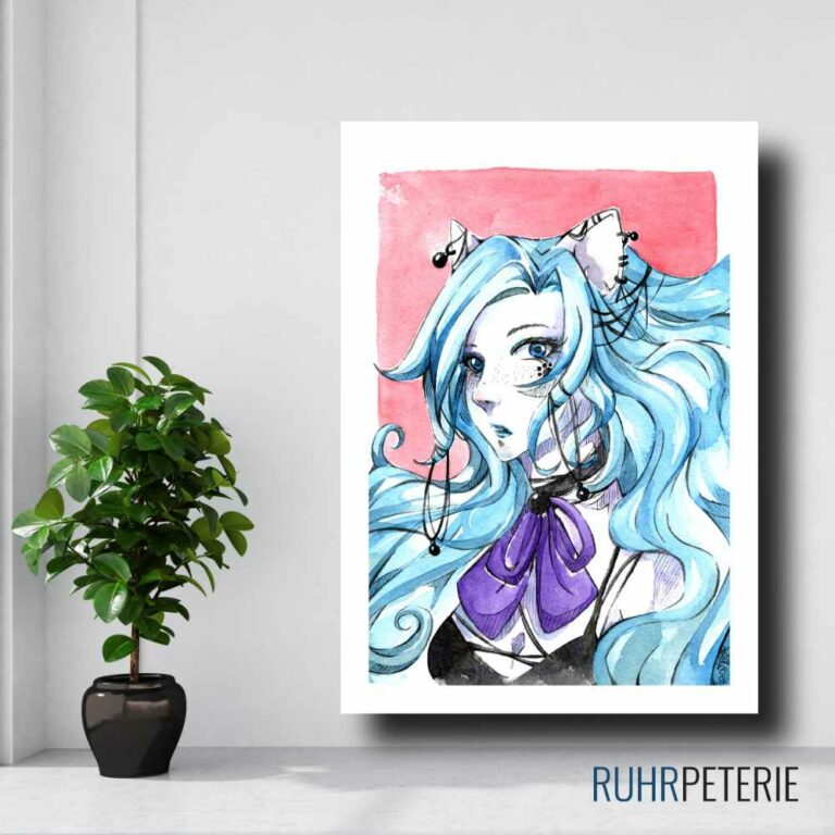 Artwork Kunstdruck catgirl von psychokitty