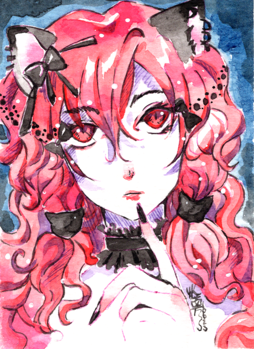 Manga-zeichnung-red-gothik-catgirl.