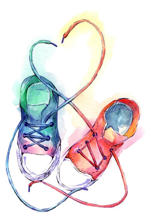 Aquarell Turnschuhe von Psychokitty